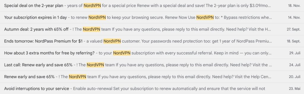 E-Mail Markting NordVPN